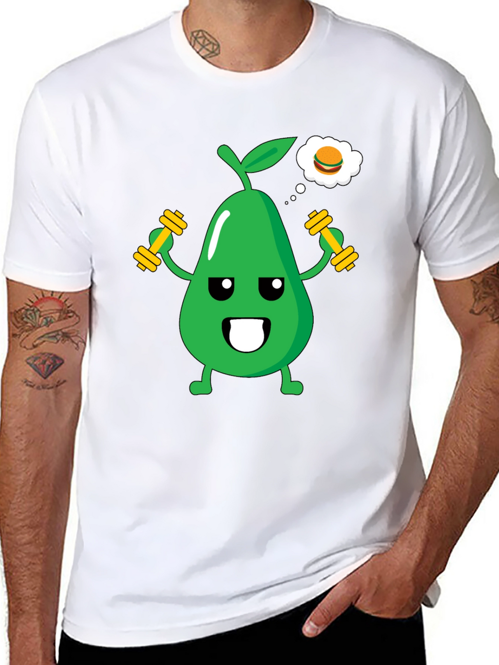 Funny Avocado Gym Workout T-Shirt - Black