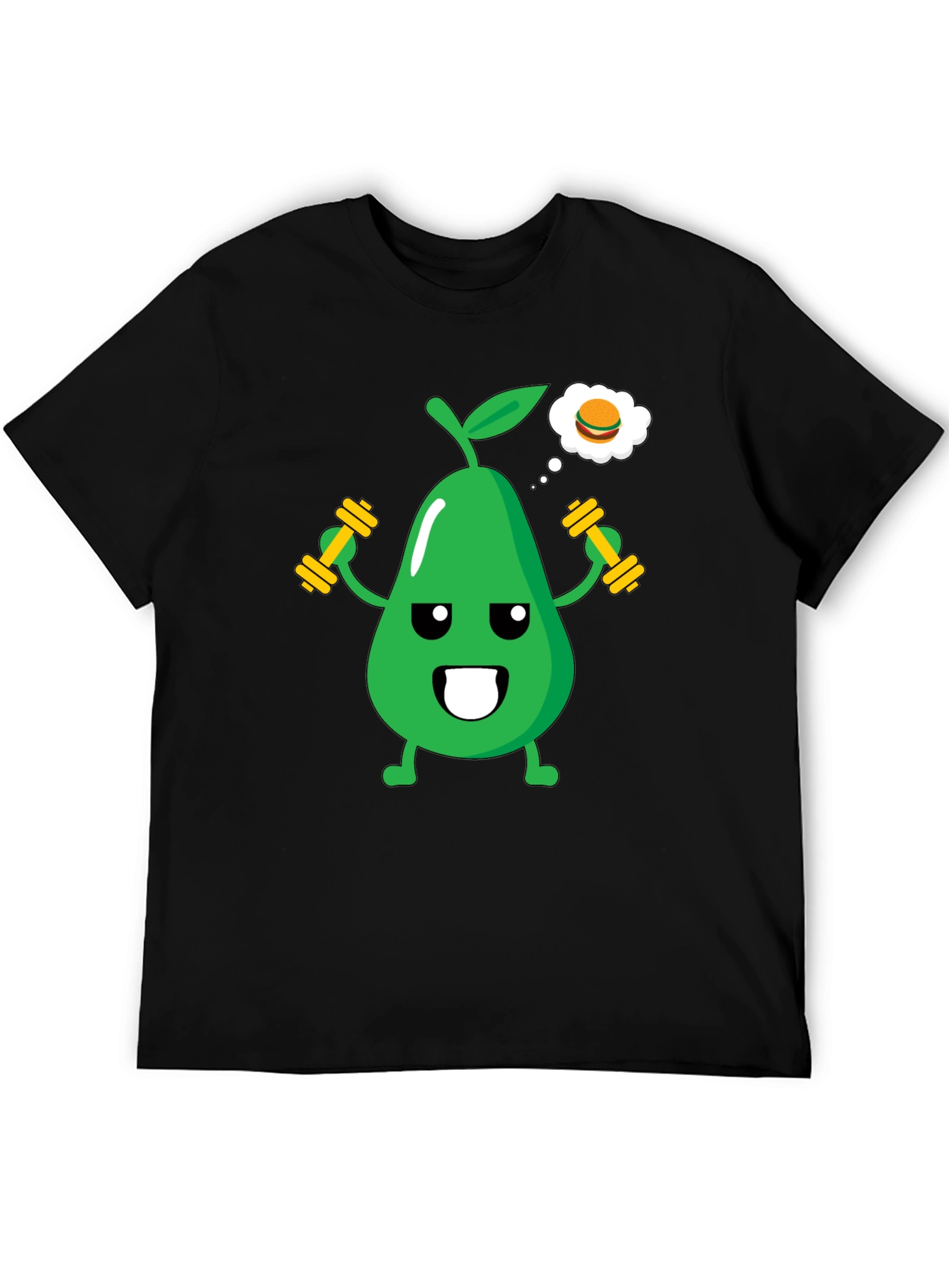 Funny Avocado Gym Workout T-Shirt - Black