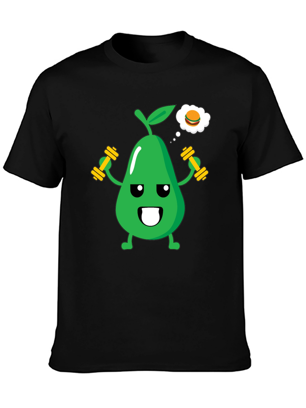 Funny Avocado Gym Workout T-Shirt - Black