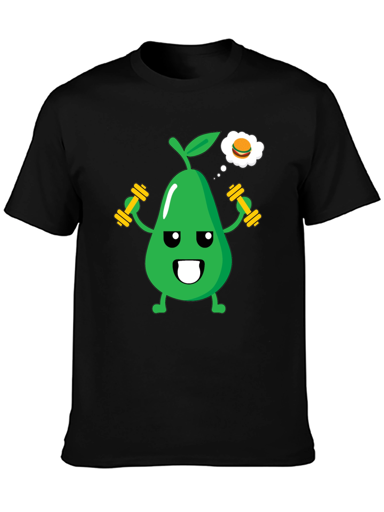 Funny Avocado Gym Workout T-Shirt - Black
