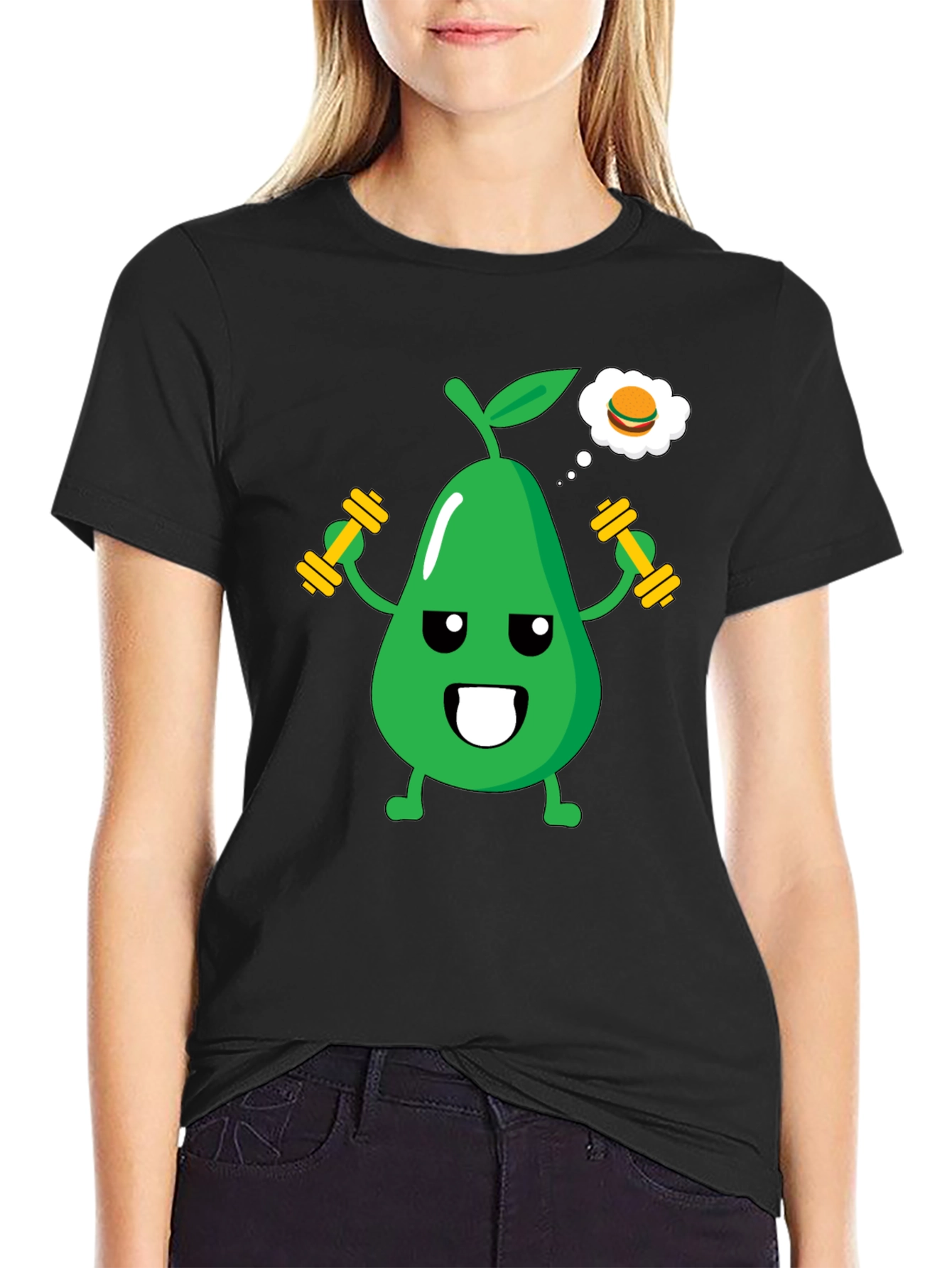 Funny Avocado Gym Workout T-Shirt - Black