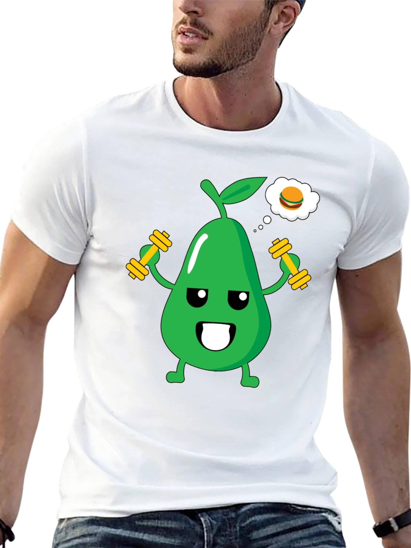 Funny Avocado Gym Workout T-Shirt - Black
