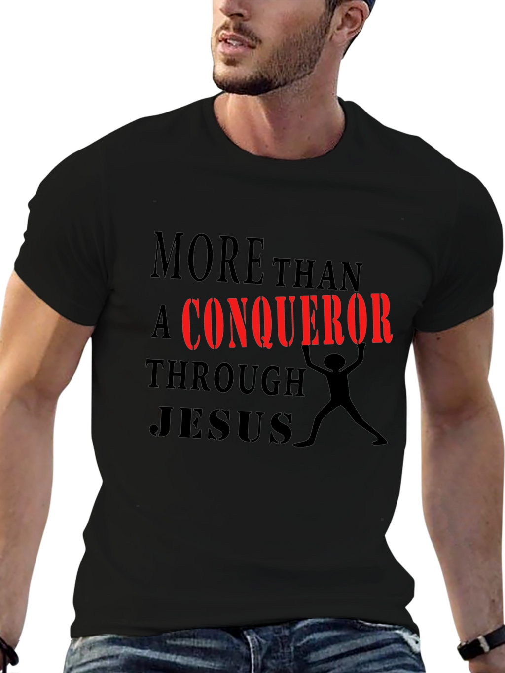 More Than a Conqueror Black Graphic Tee