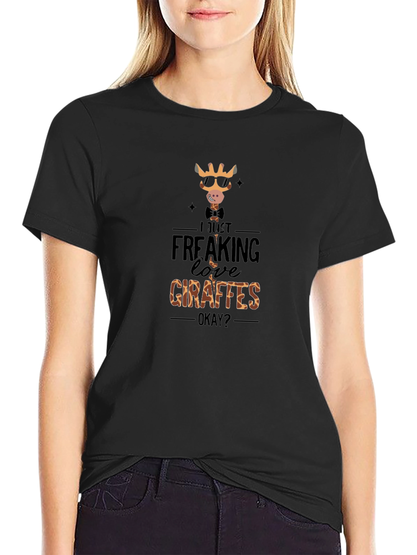 I Just Freaking Love Giraffes Black T-Shirt
