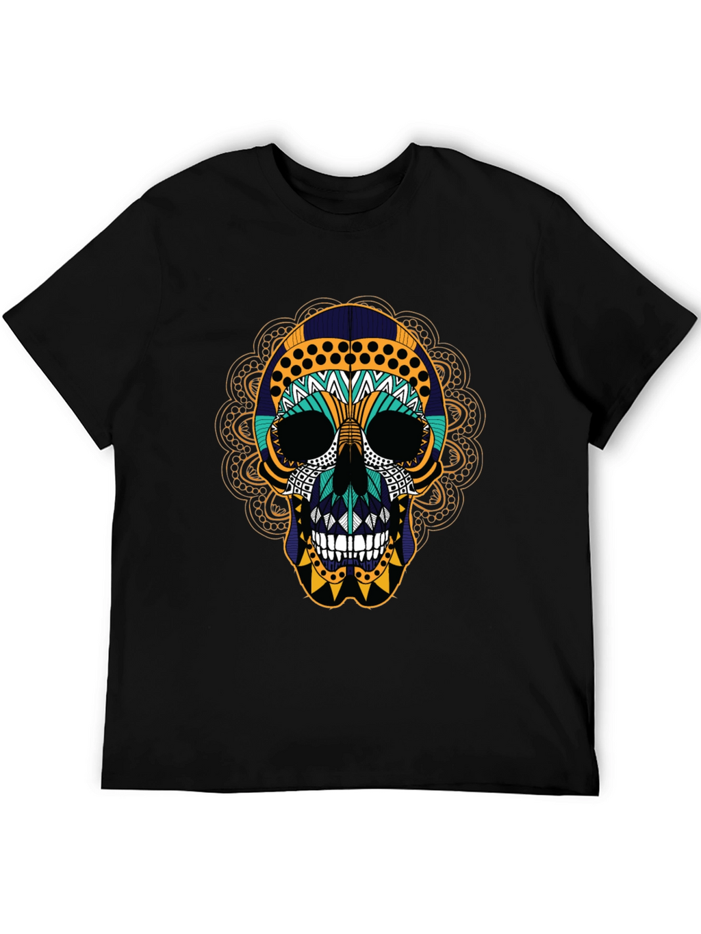 Day of the Dead Skull Graphic Tee - Black