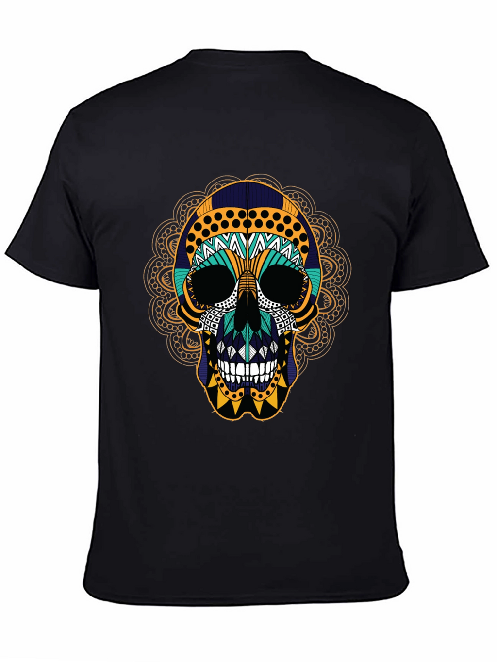 Day of the Dead Skull Graphic Tee - Black