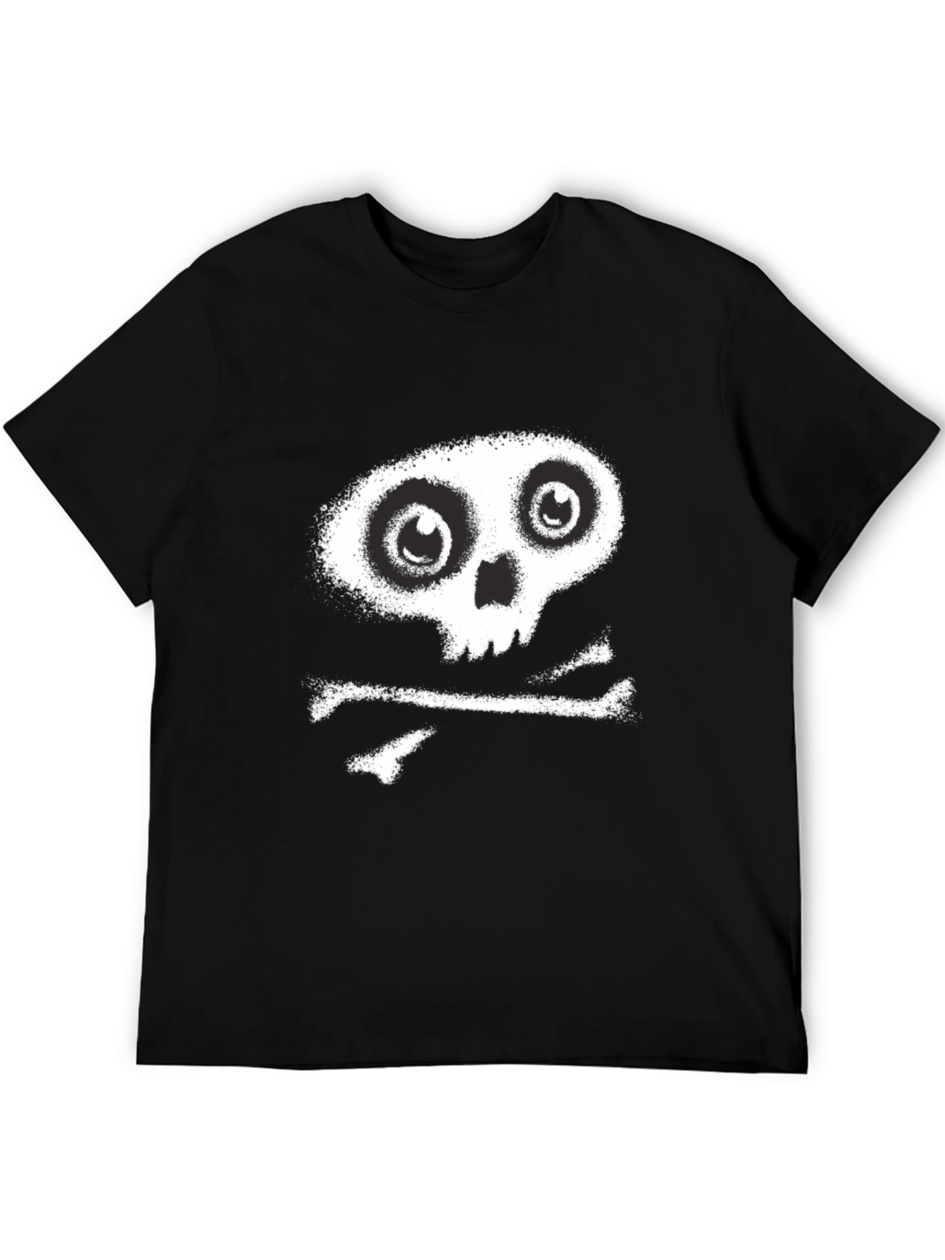 Skull & Crossbones Graphic Tee - Black Cotton Casual Shirt
