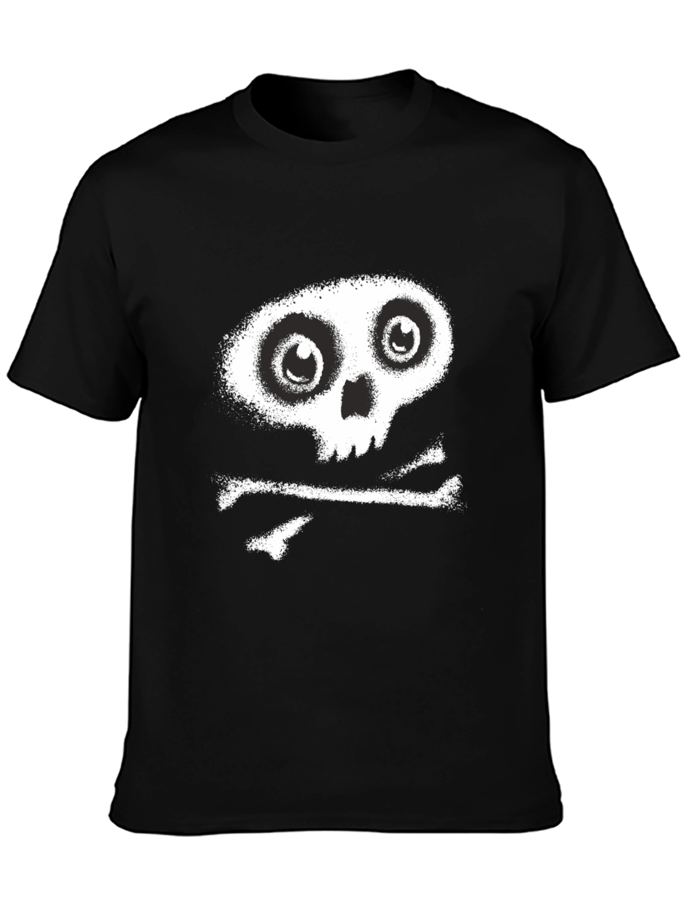 Skull & Crossbones Graphic Tee - Black Cotton Casual Shirt