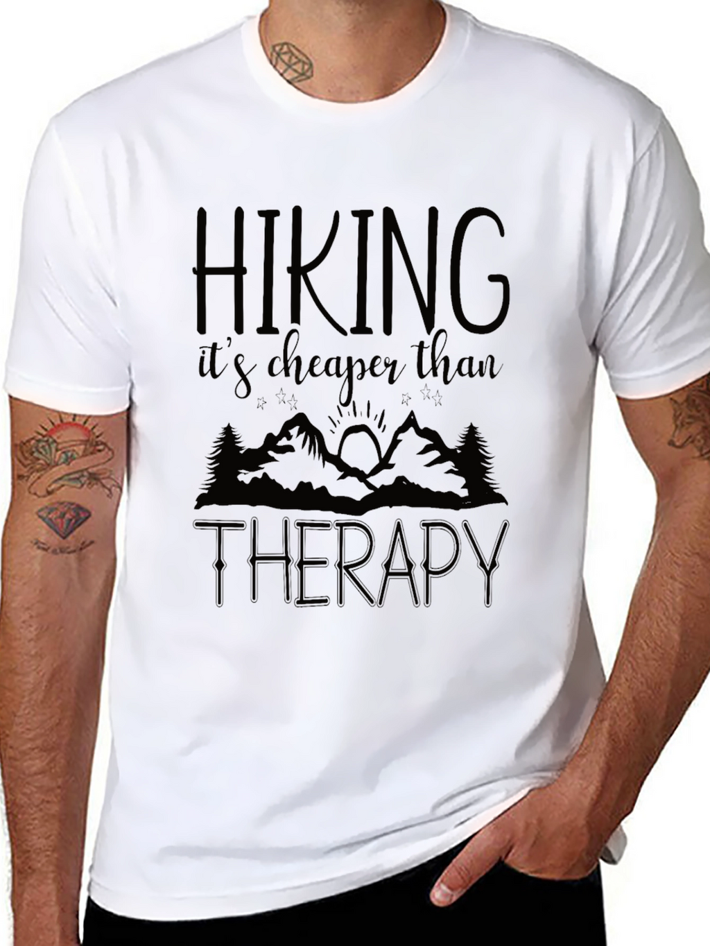 Hiking is Cheaper Than Therapy Graphic Tee