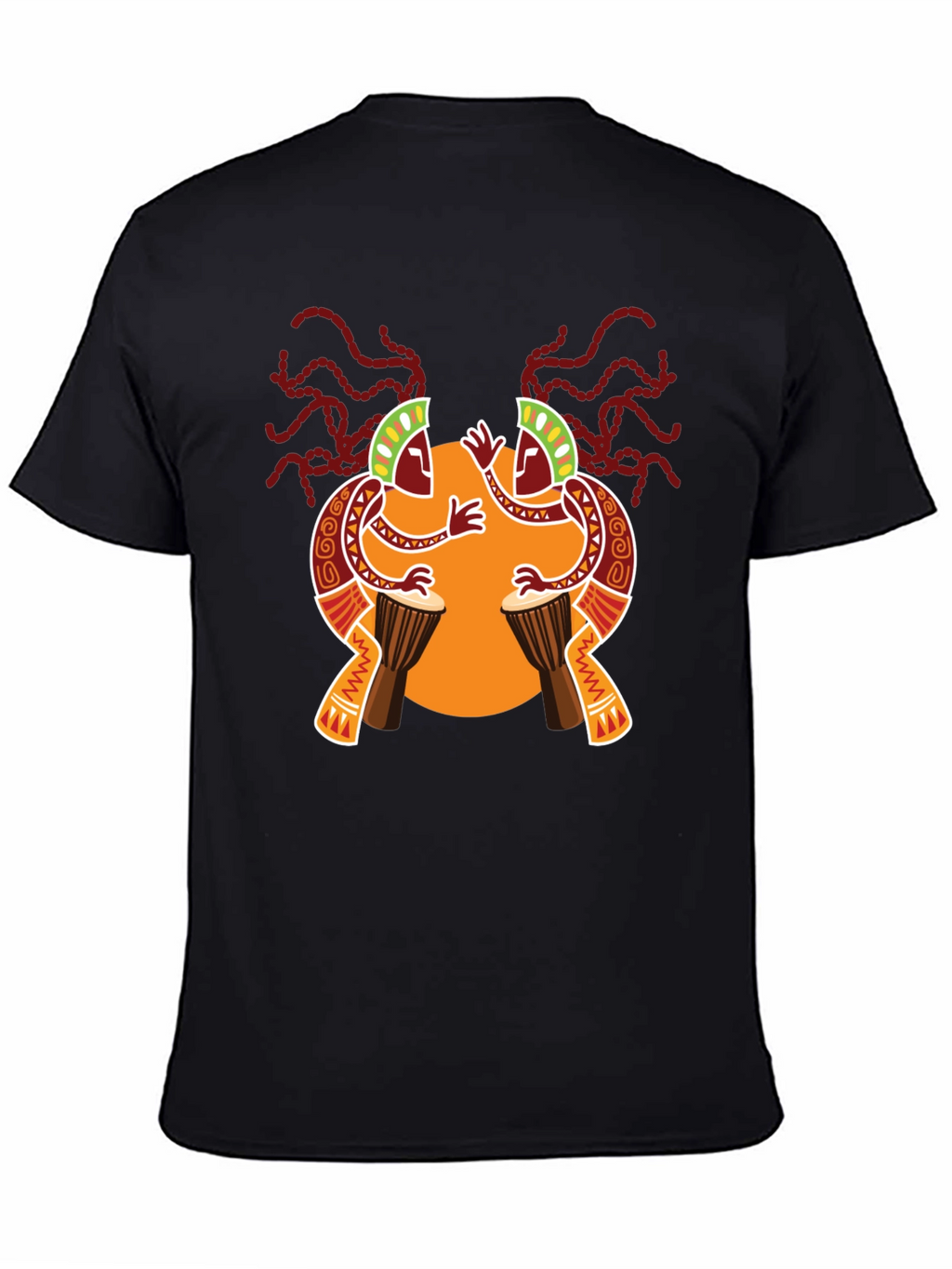 Ethnic Drum Circle Black Graphic Tee
