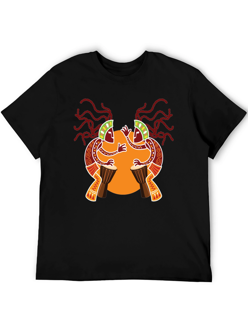 Ethnic Drum Circle Black Graphic Tee