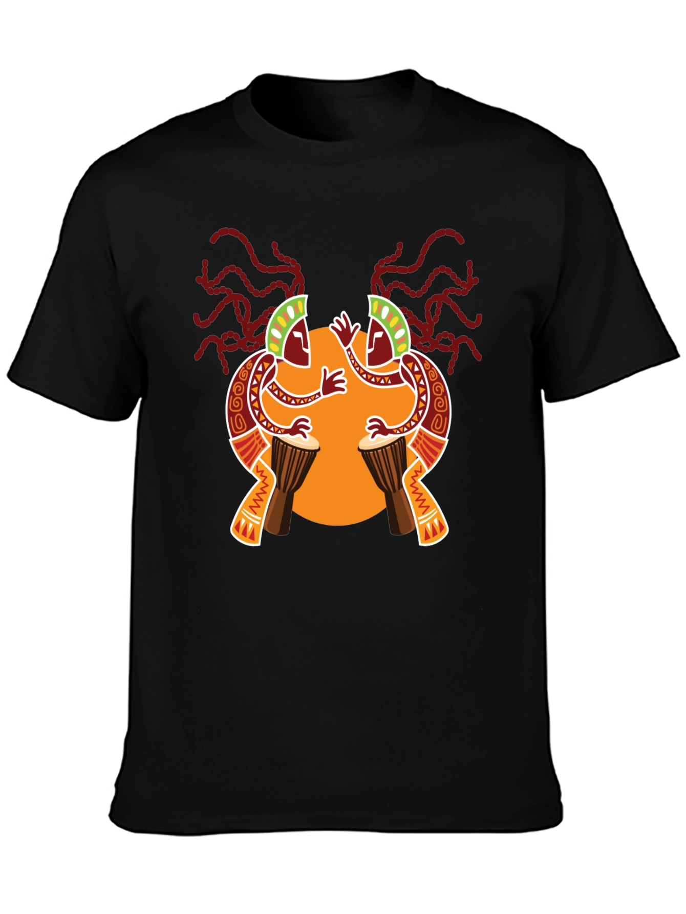 Ethnic Drum Circle Black Graphic Tee