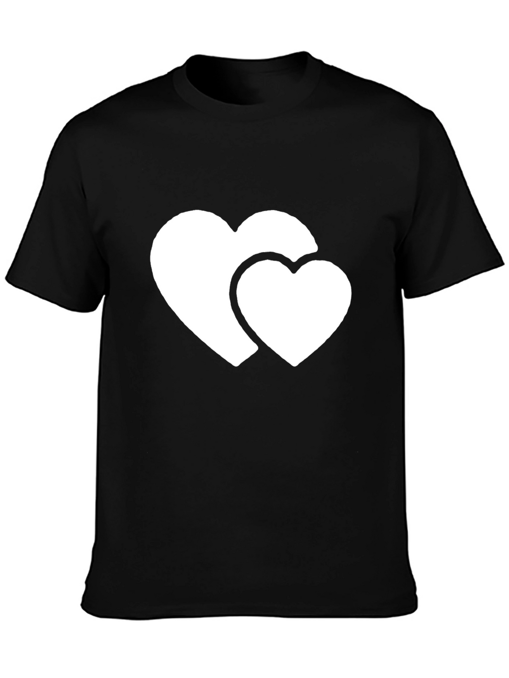 Black T-Shirt with Double Heart Graphic