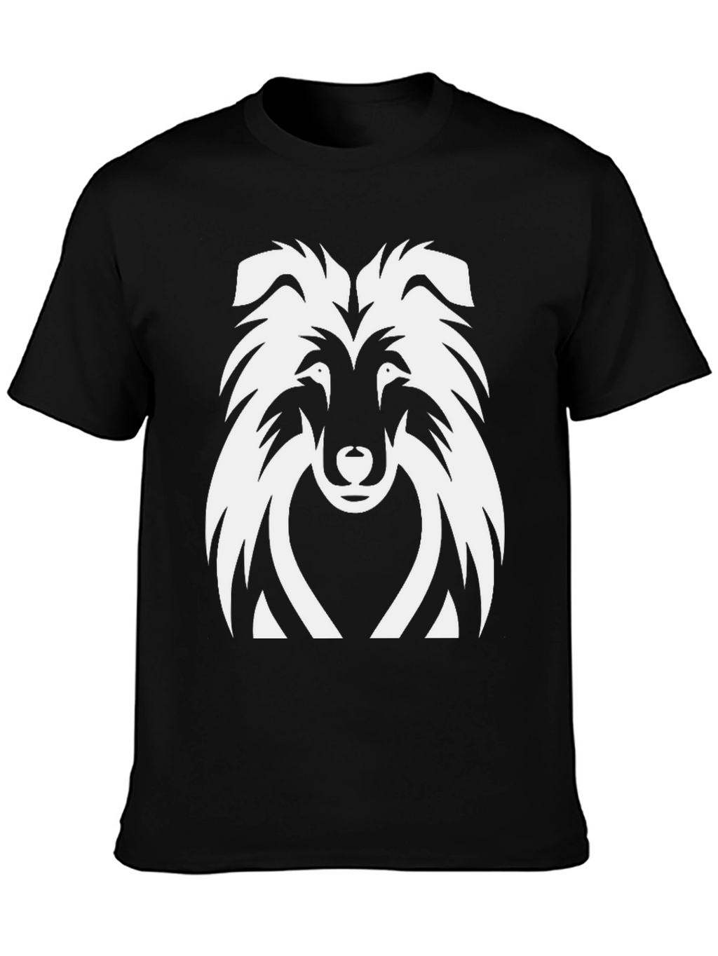 Collie Dog Graphic Tee - Black Cotton T-Shirt