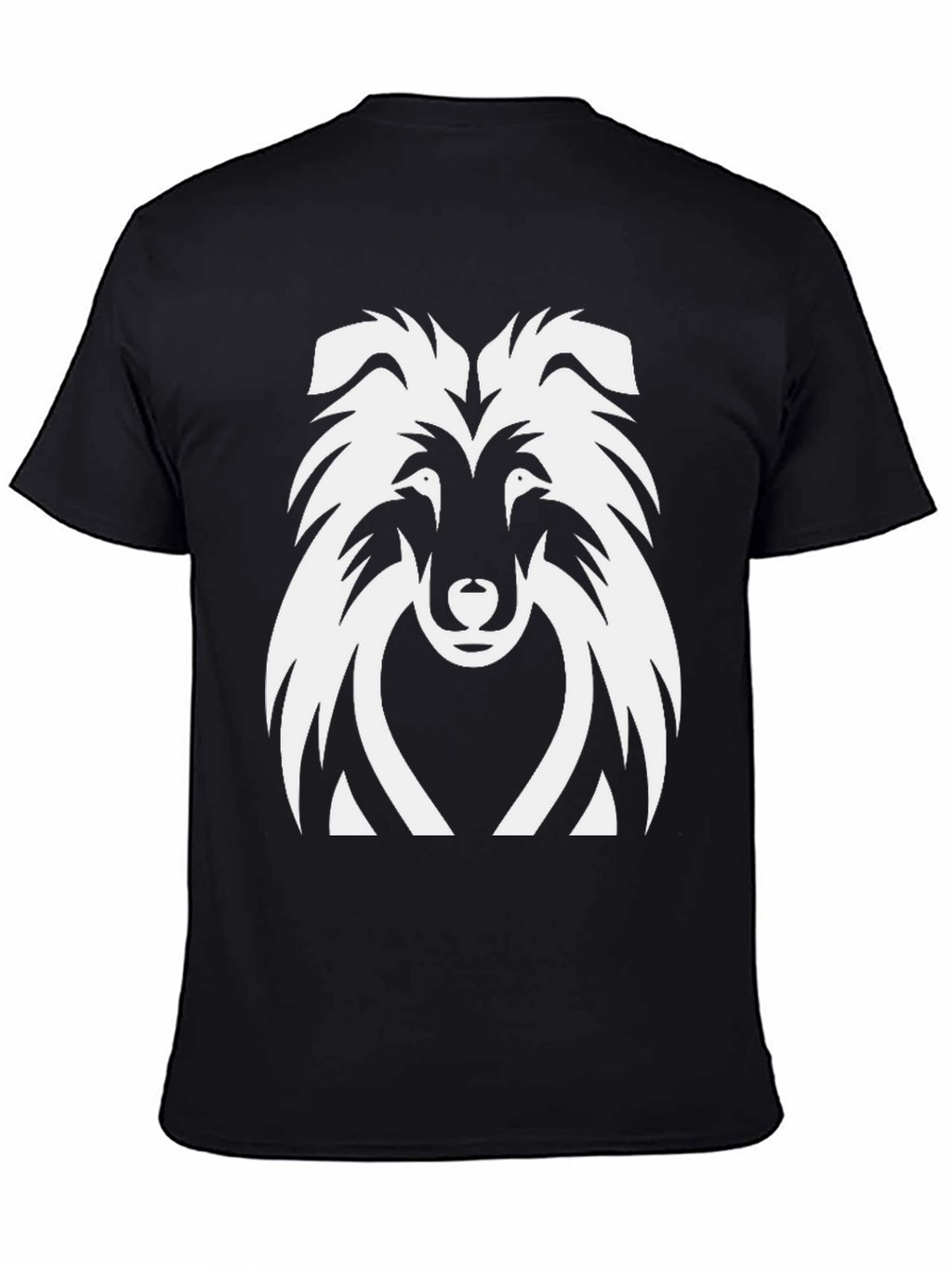 Collie Dog Graphic Tee - Black Cotton T-Shirt