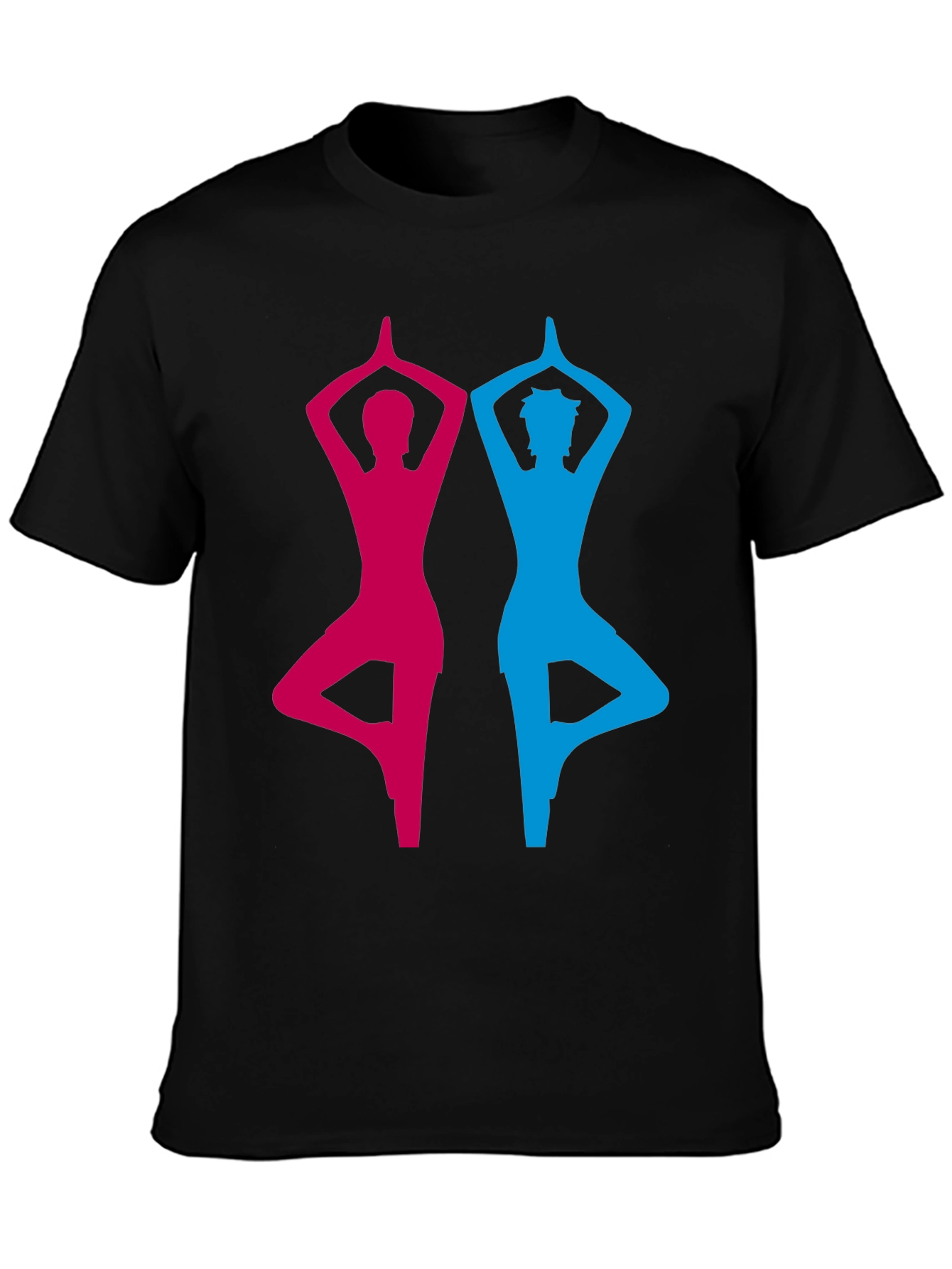 Yoga Pose Graphic Tee - Unisex Black Cotton T-Shirt