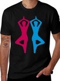Yoga Pose Graphic Tee - Unisex Black Cotton T-Shirt