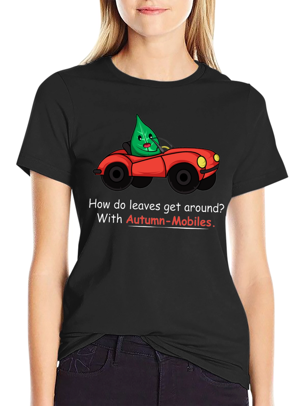 Autumn-Mobiles T-Shirt: Leaf Car Cartoon Tee