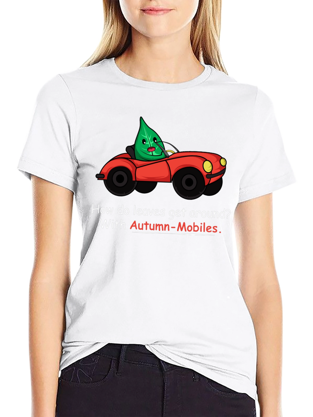 Autumn-Mobiles T-Shirt: Leaf Car Cartoon Tee