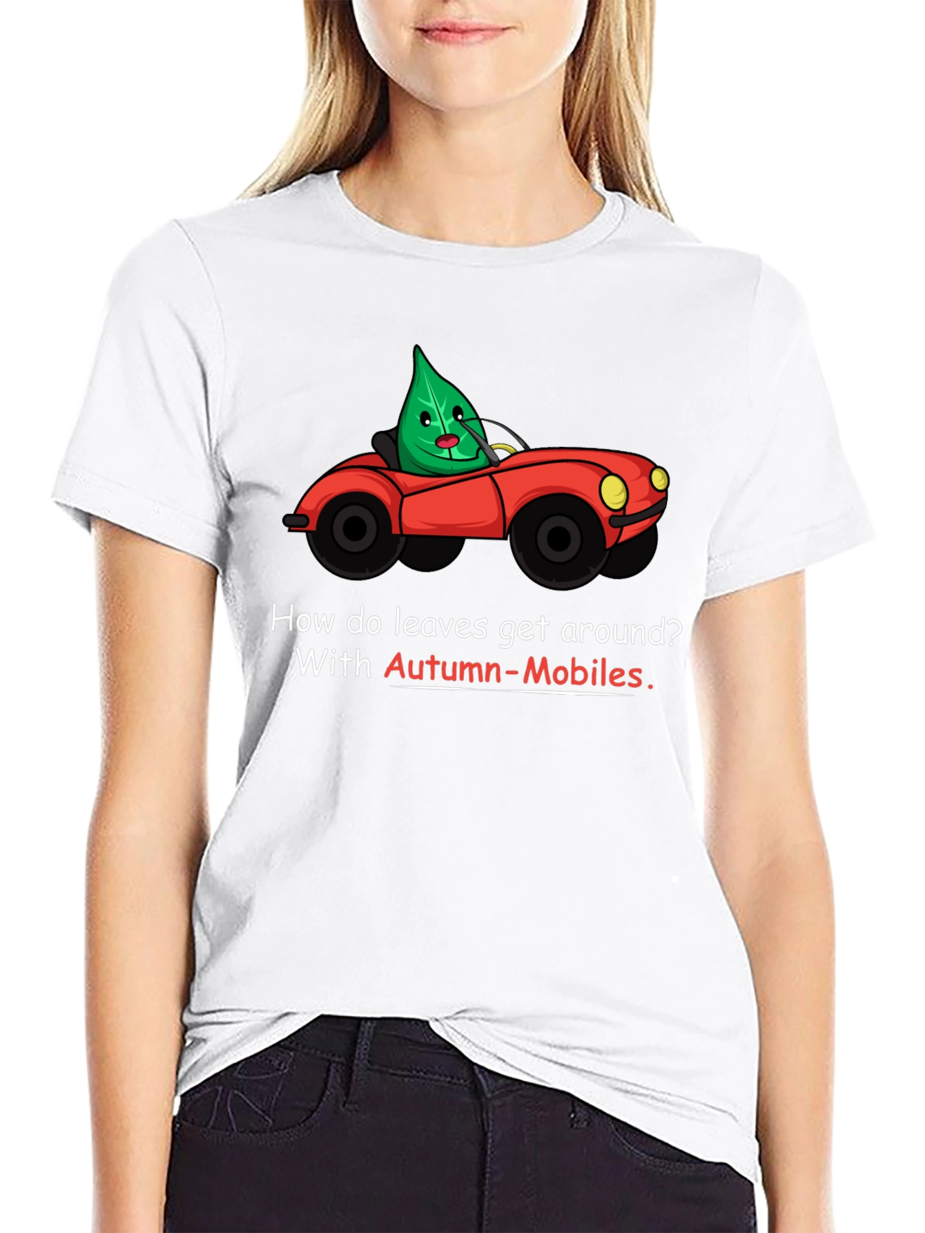Autumn-Mobiles T-Shirt: Leaf Car Cartoon Tee