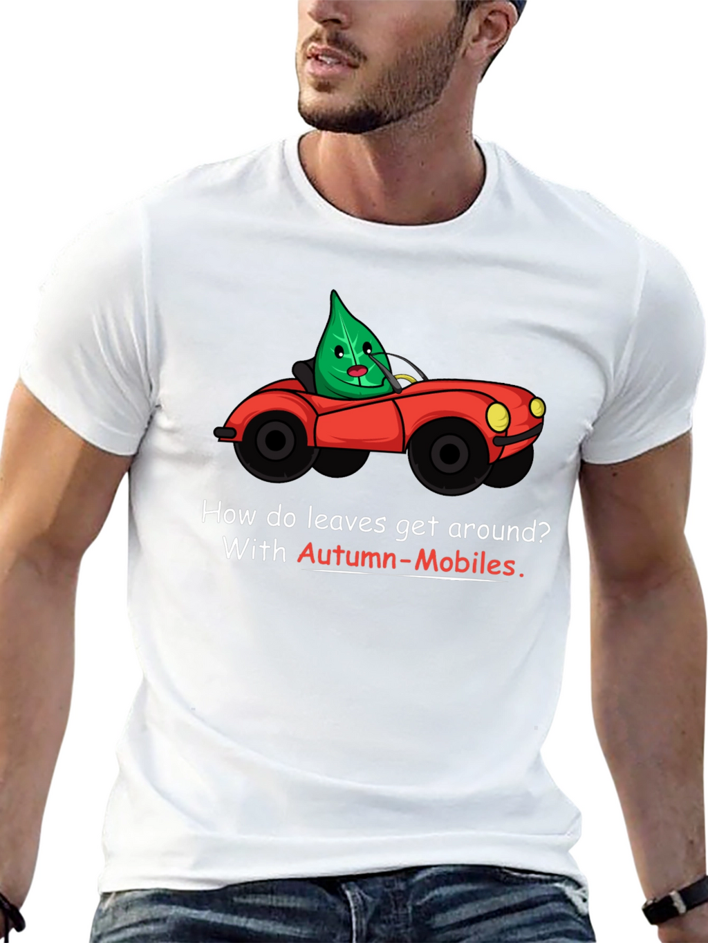 Autumn-Mobiles T-Shirt: Leaf Car Cartoon Tee