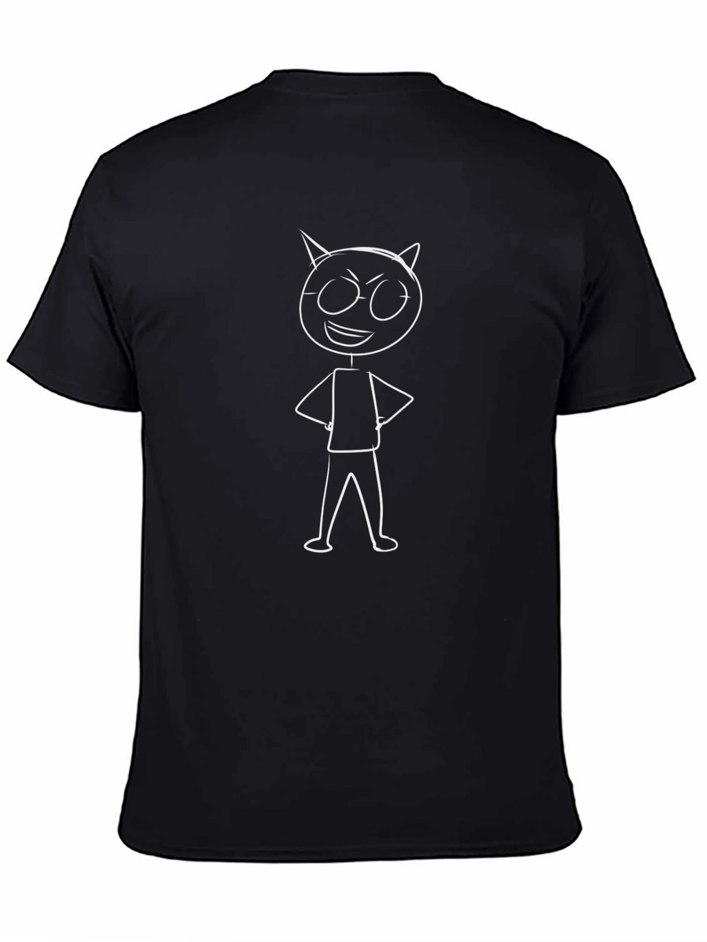 Cartoon Devil Graphic Tee - Black Cotton T-Shirt