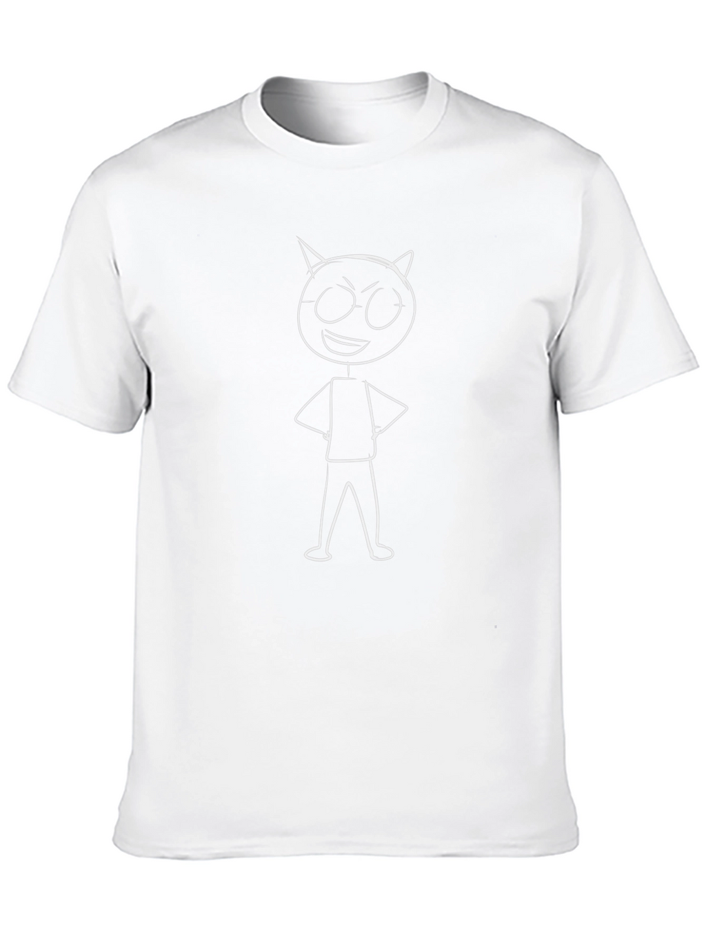 Cartoon Devil Graphic Tee - Black Cotton T-Shirt