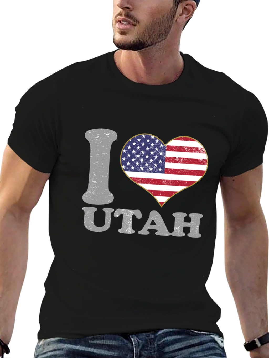 I Love Utah American Flag Heart T-Shirt