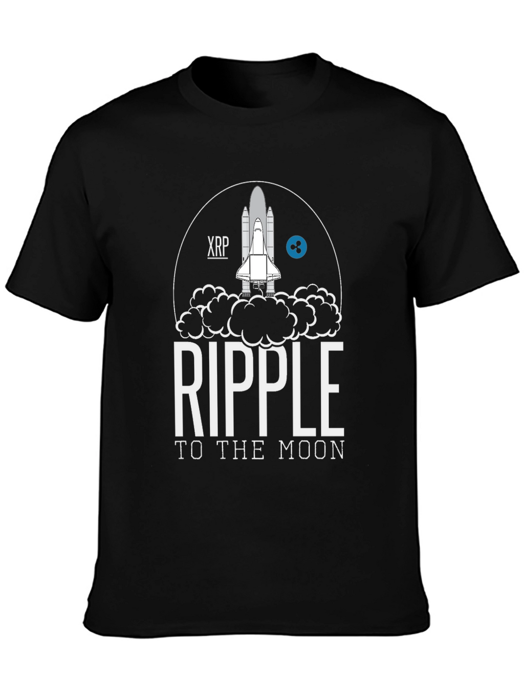 Ripple to the Moon Black T-Shirt XRP Crypto