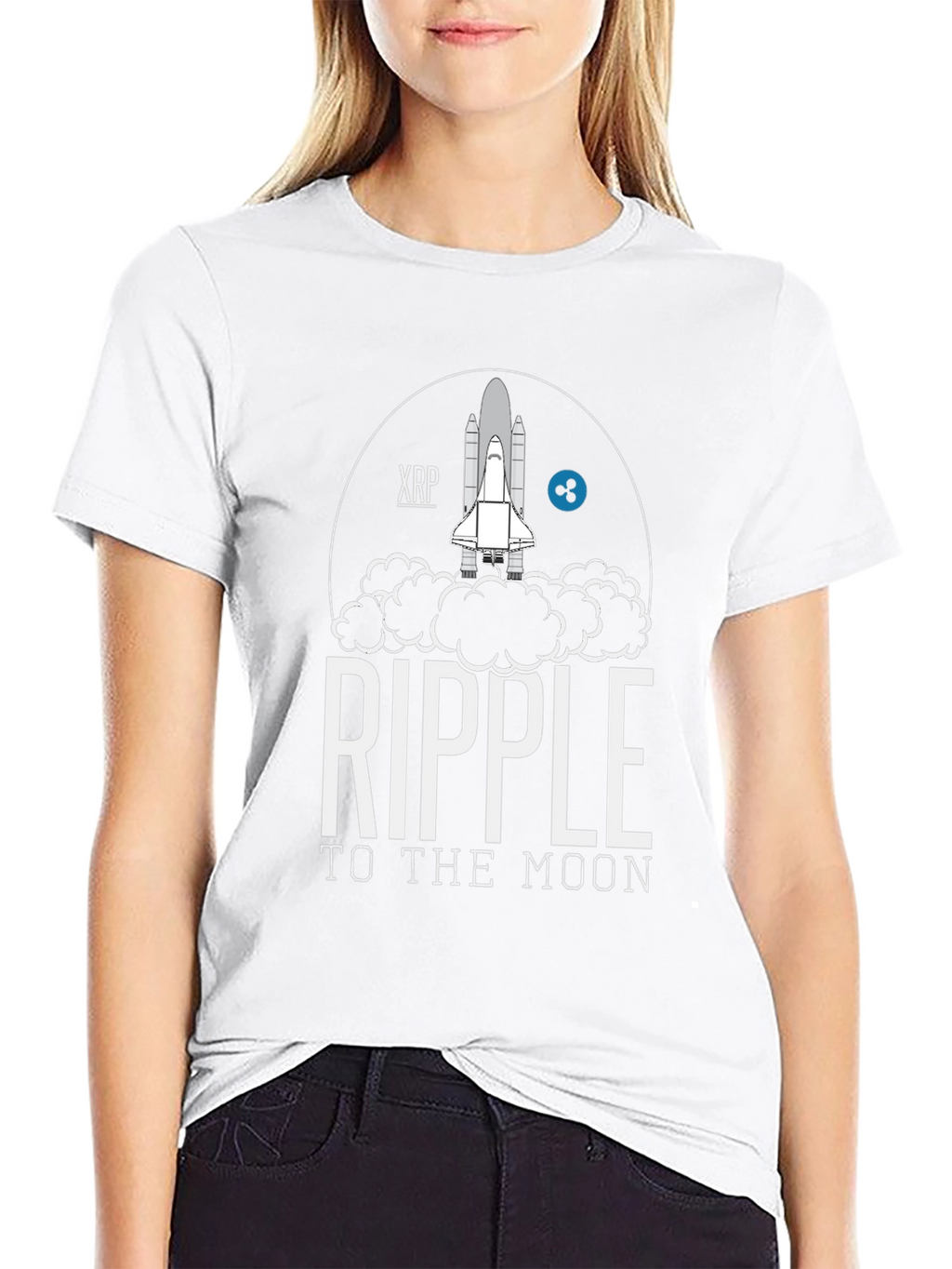 Ripple to the Moon Black T-Shirt XRP Crypto