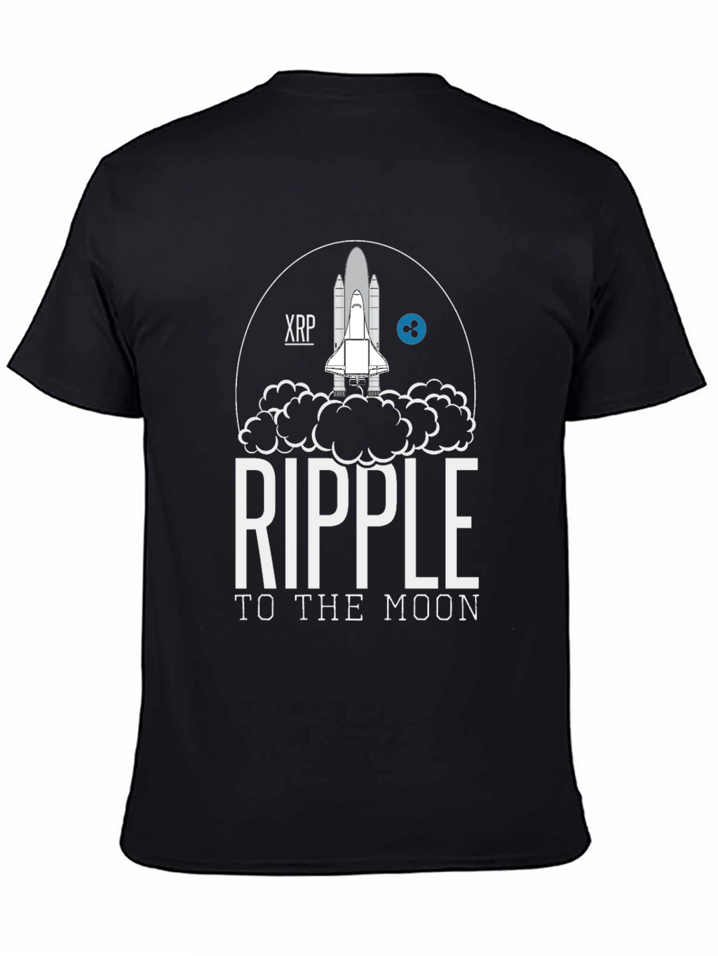 Ripple to the Moon Black T-Shirt XRP Crypto