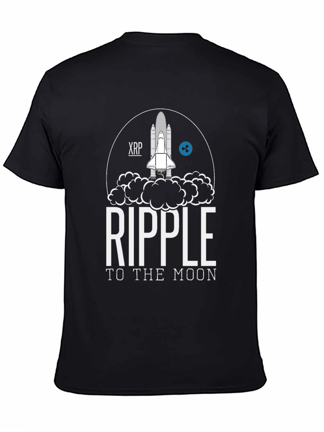 Ripple to the Moon Black T-Shirt XRP Crypto