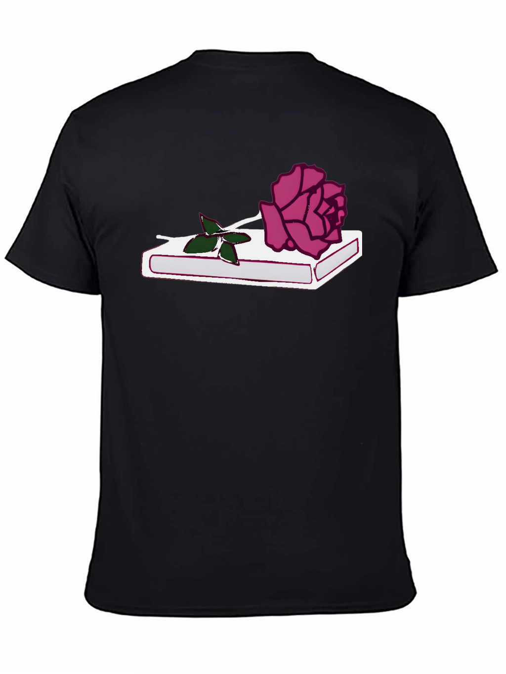Rose on Book Graphic Tee - Stylish Black T-Shirt