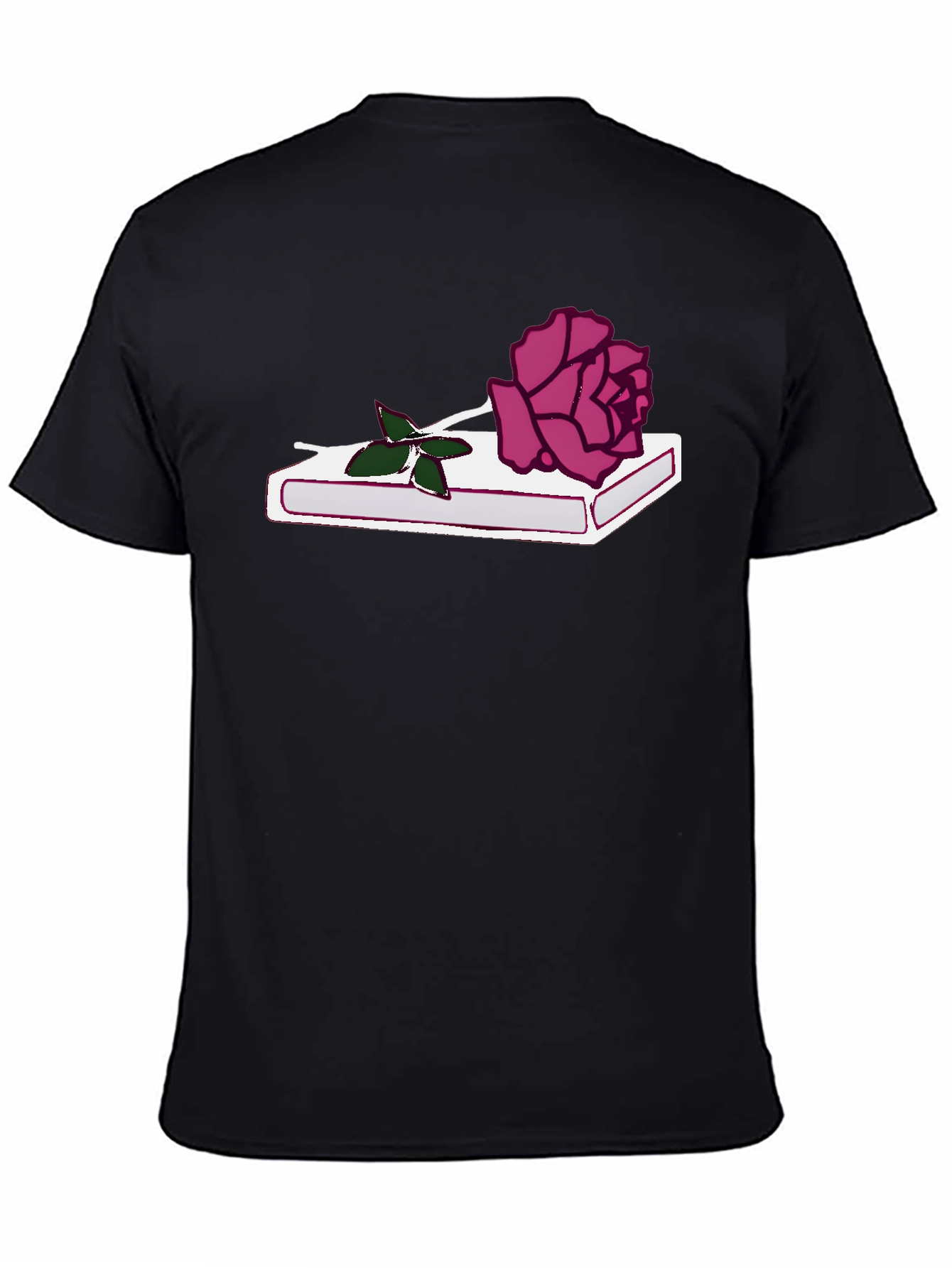 Rose on Book Graphic Tee - Stylish Black T-Shirt