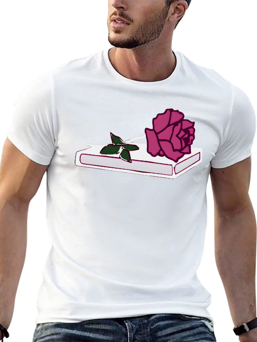 Rose on Book Graphic Tee - Stylish Black T-Shirt