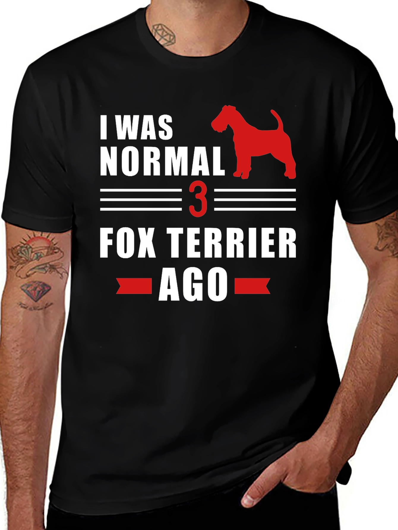 I Was Normal 3 Fox Terrier Ago Black T-Shirt