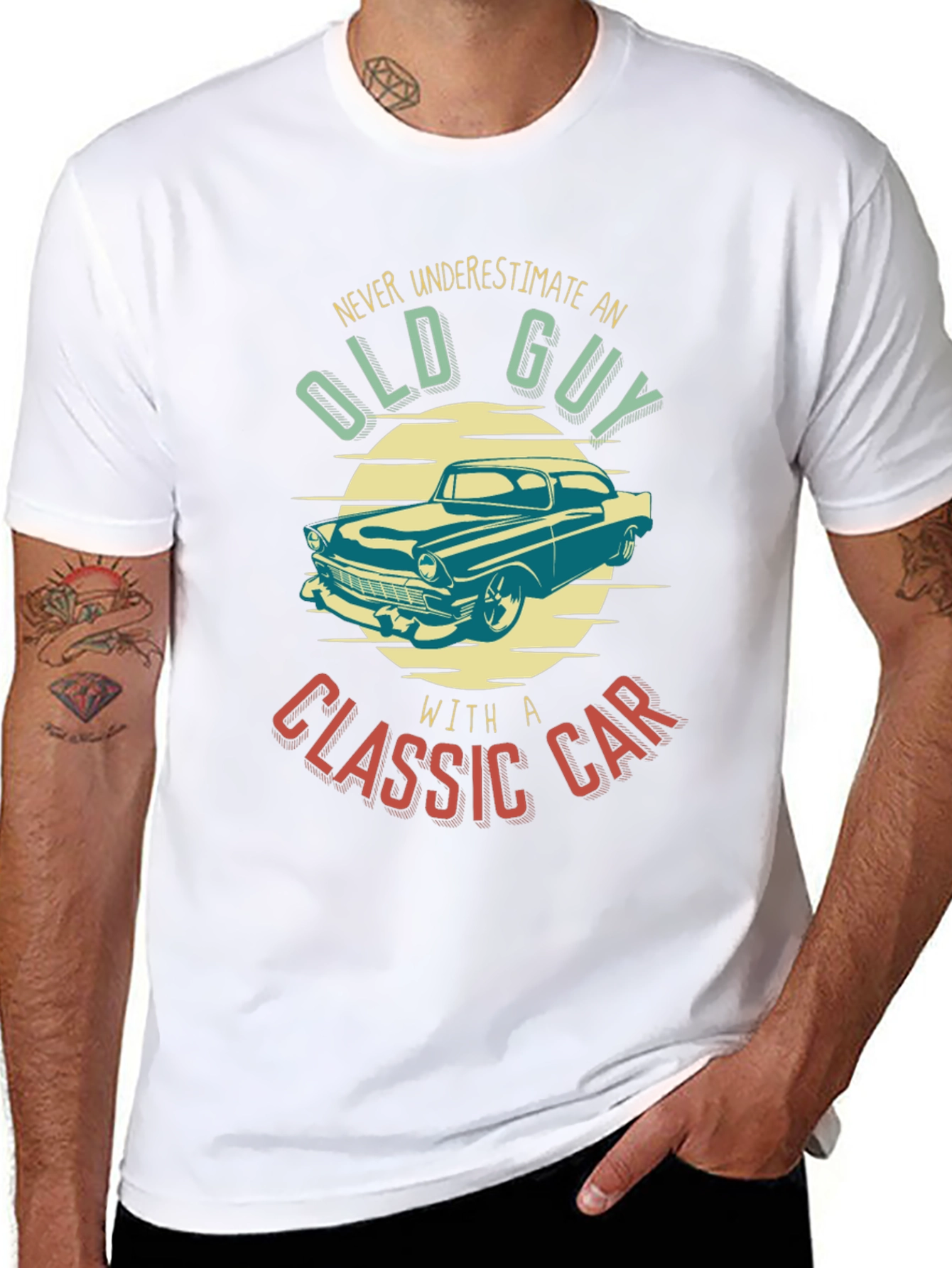 Old Guy Classic Car T-Shirt - Black