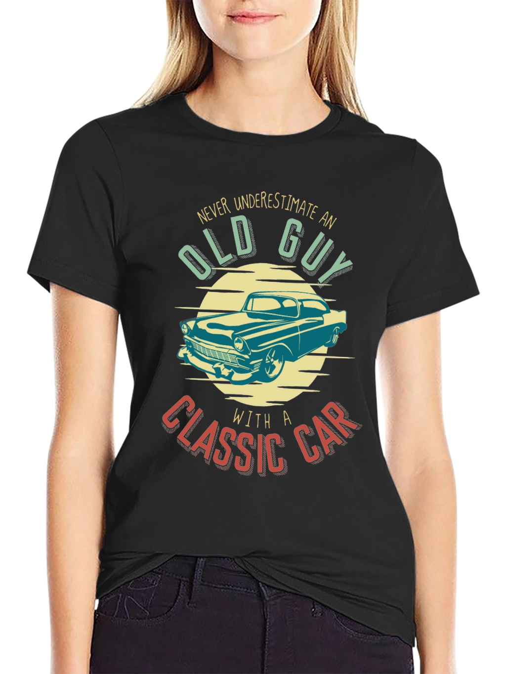 Old Guy Classic Car T-Shirt - Black