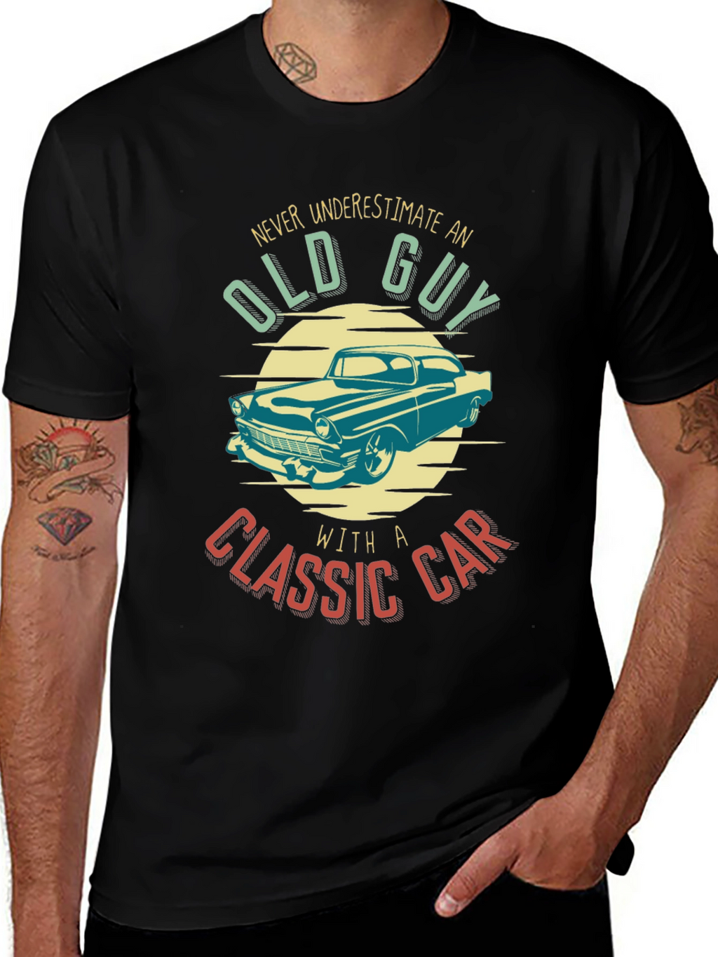Old Guy Classic Car T-Shirt - Black