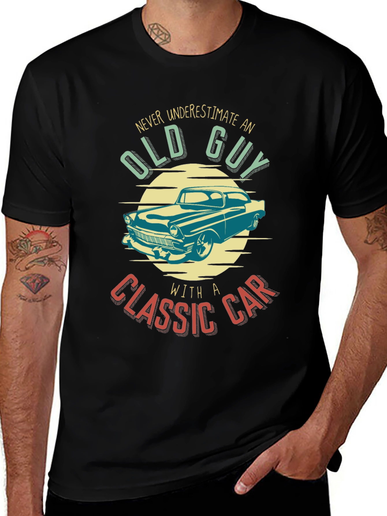 Old Guy Classic Car T-Shirt - Black