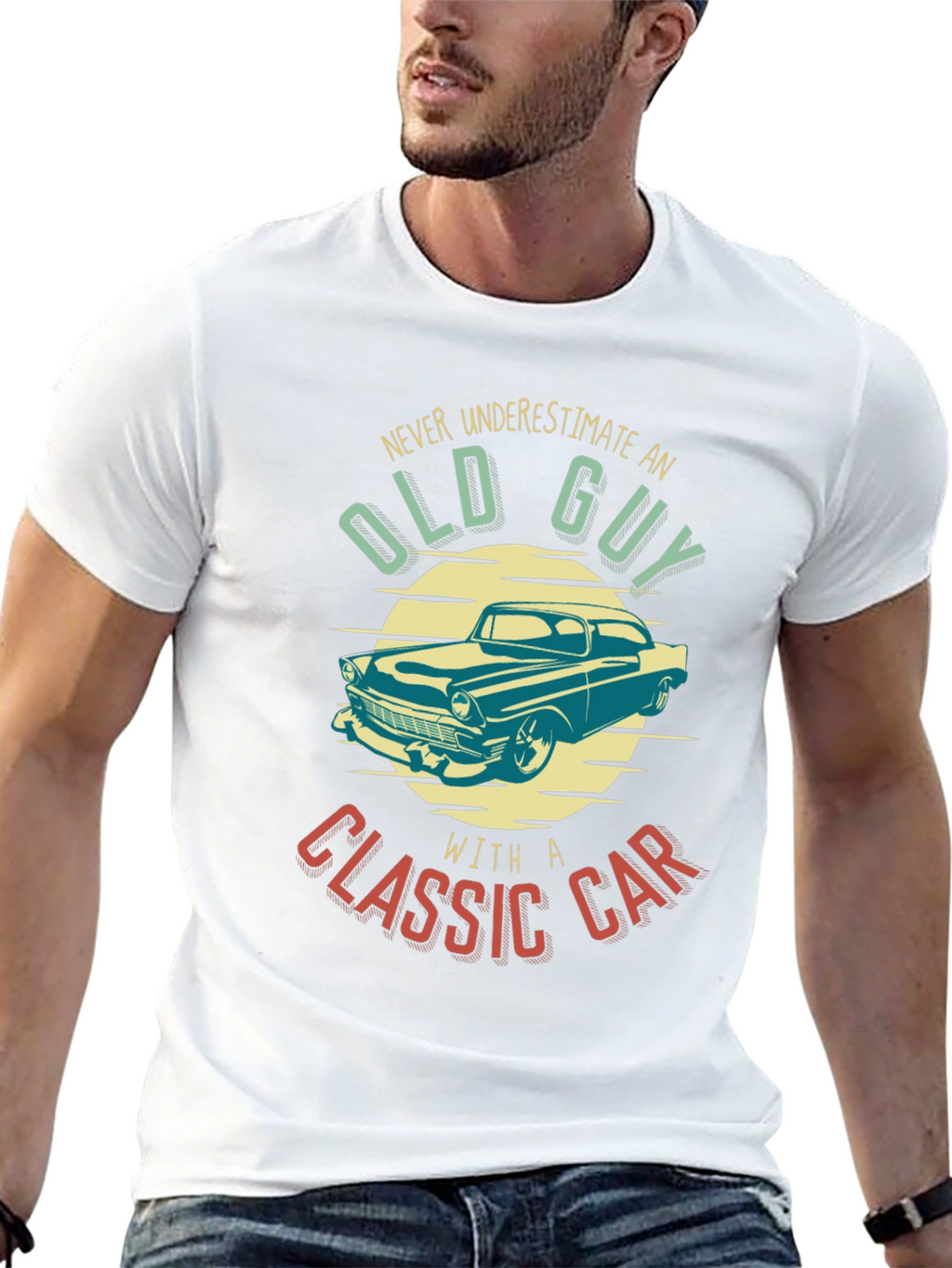 Old Guy Classic Car T-Shirt - Black