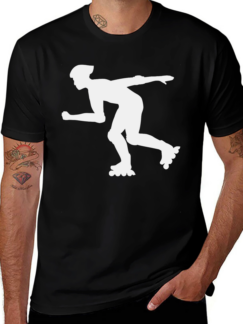Inline Skater Graphic Tee - Black Cotton T-Shirt