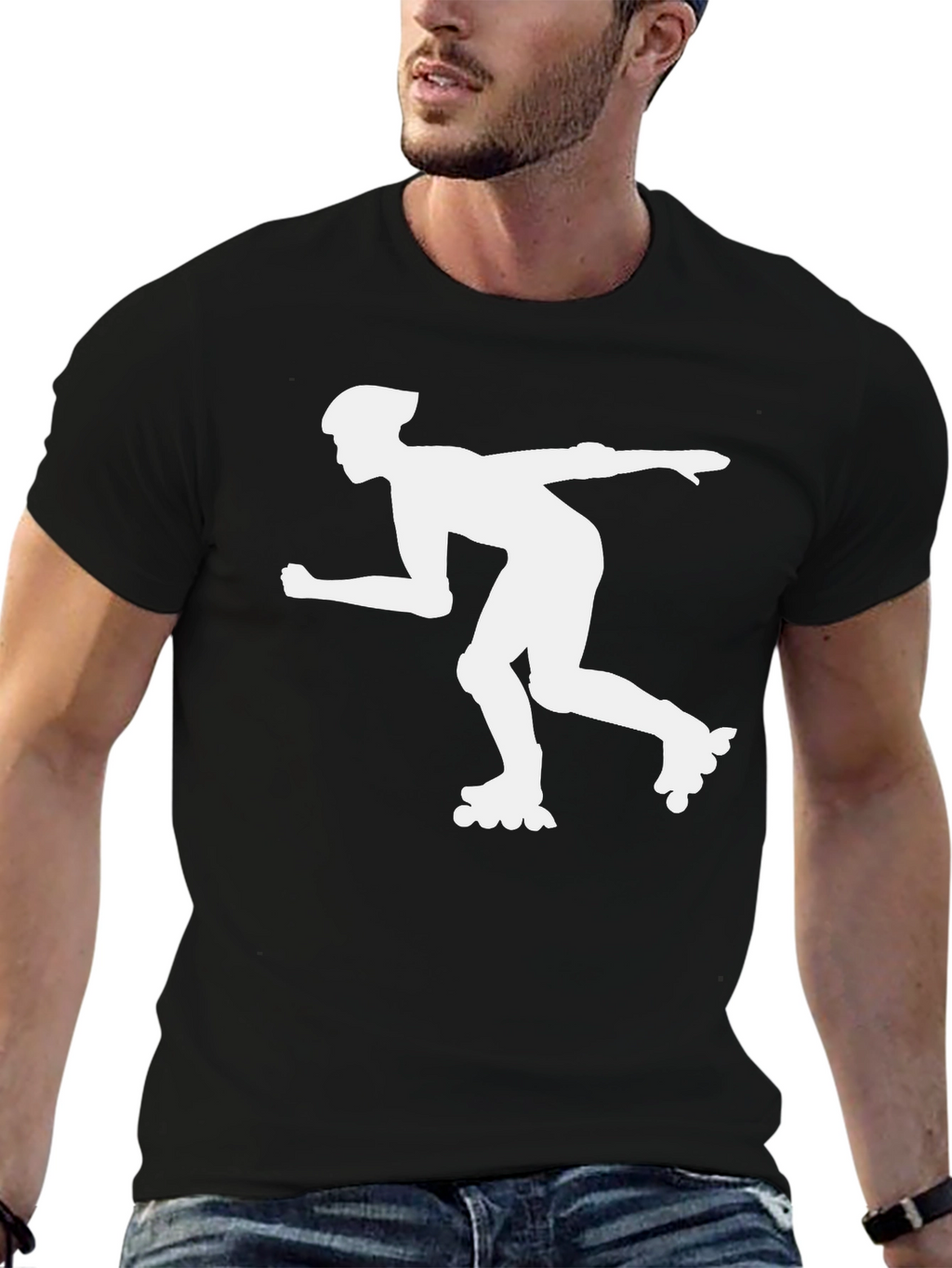 Inline Skater Graphic Tee - Black Cotton T-Shirt