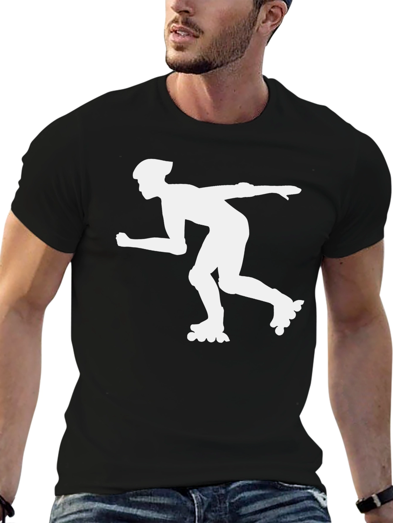 Inline Skater Graphic Tee - Black Cotton T-Shirt