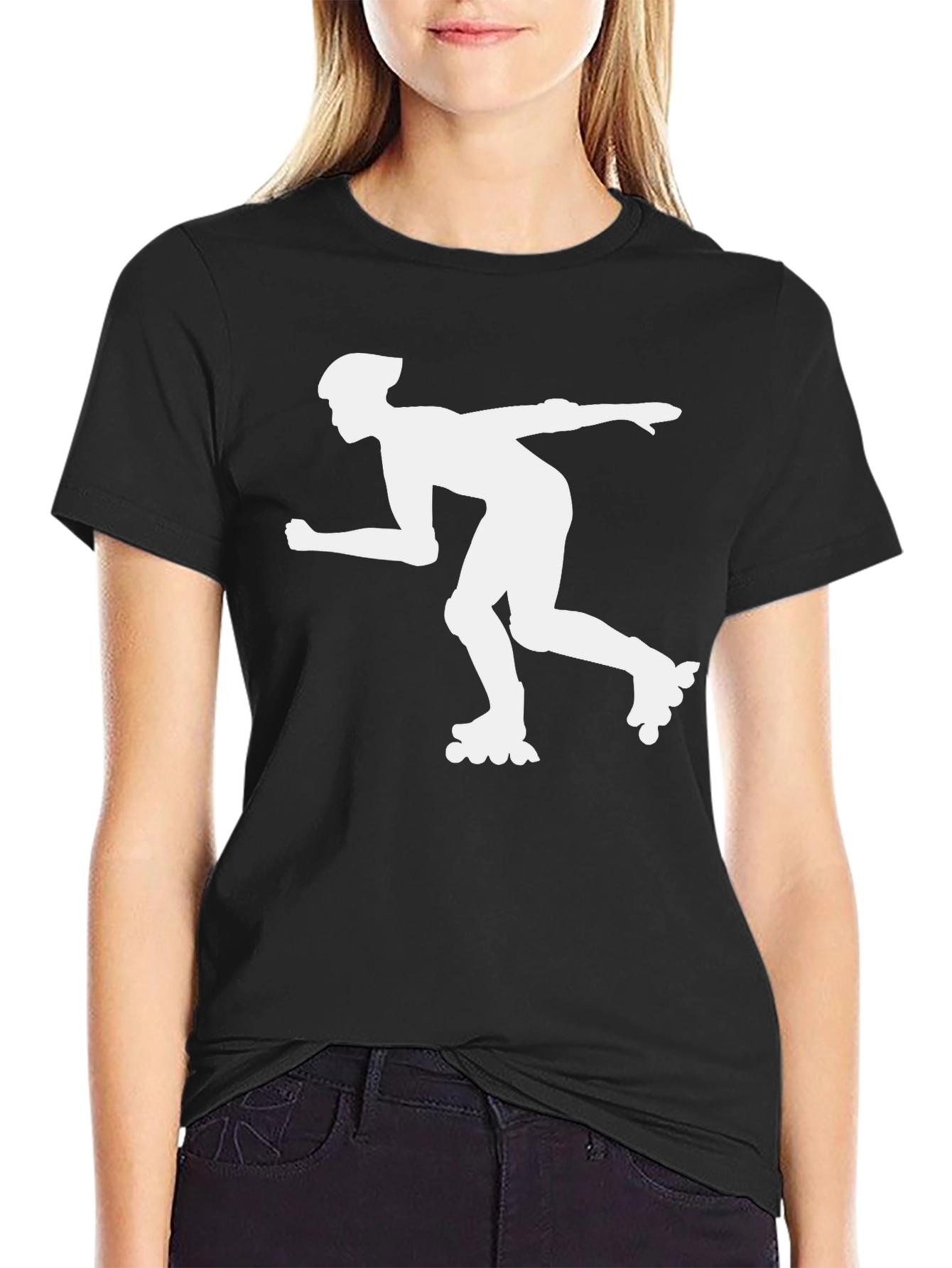 Inline Skater Graphic Tee - Black Cotton T-Shirt