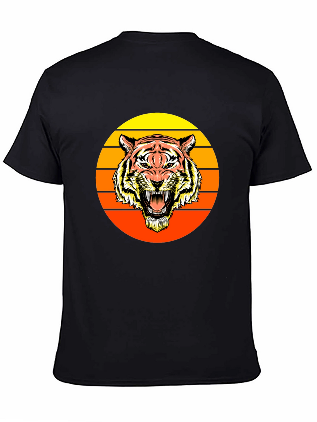 Retro Tiger Graphic Tee - Black Crew Neck