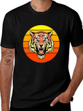Retro Tiger Graphic Tee - Black Crew Neck