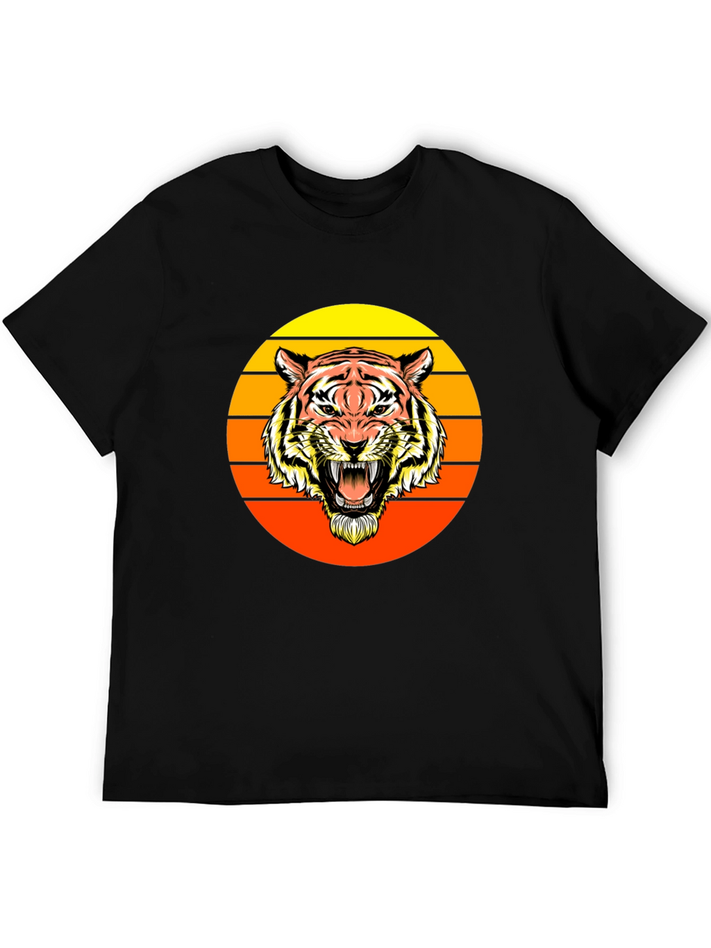 Retro Tiger Graphic Tee - Black Crew Neck