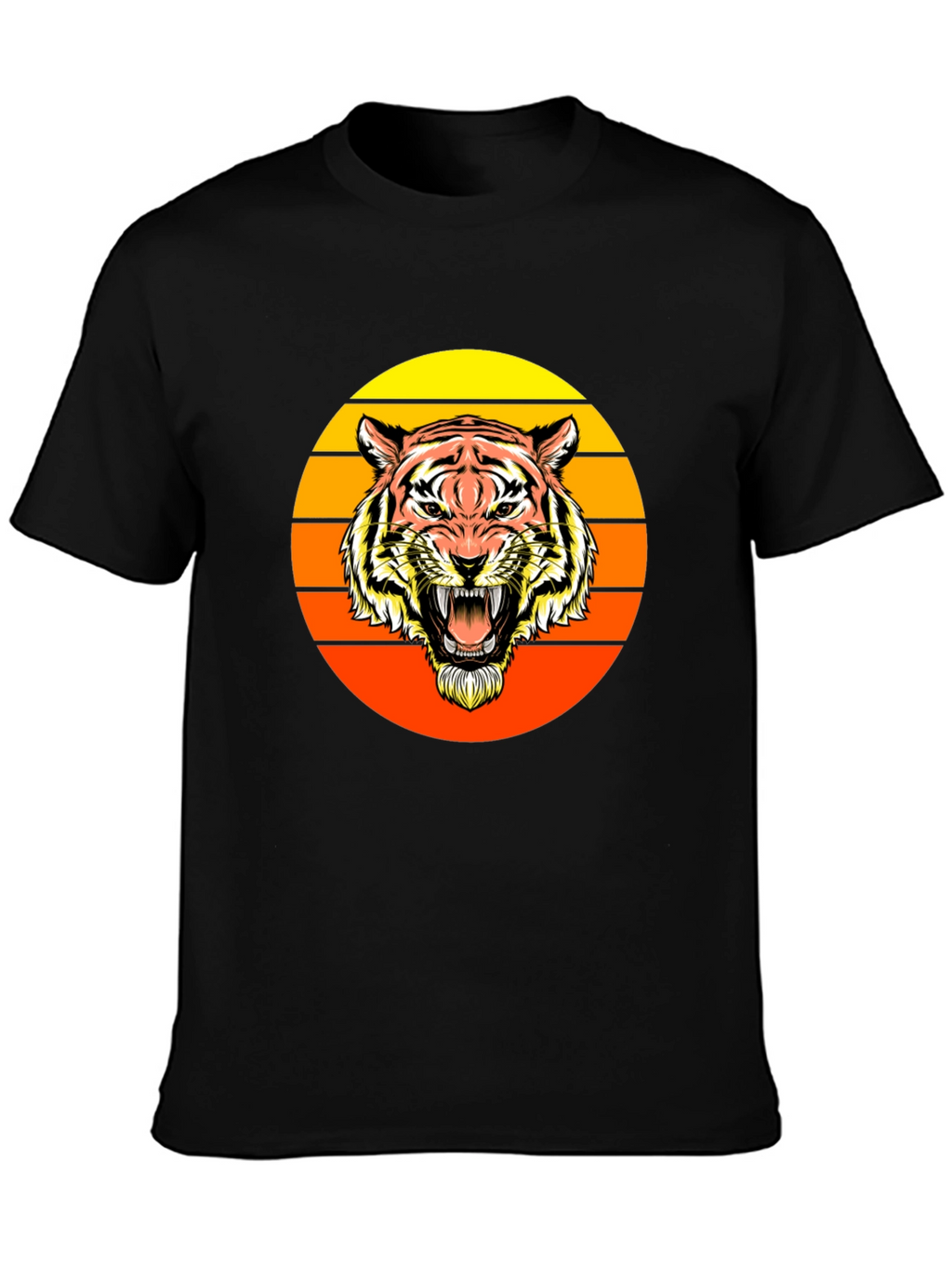 Retro Tiger Graphic Tee - Black Crew Neck