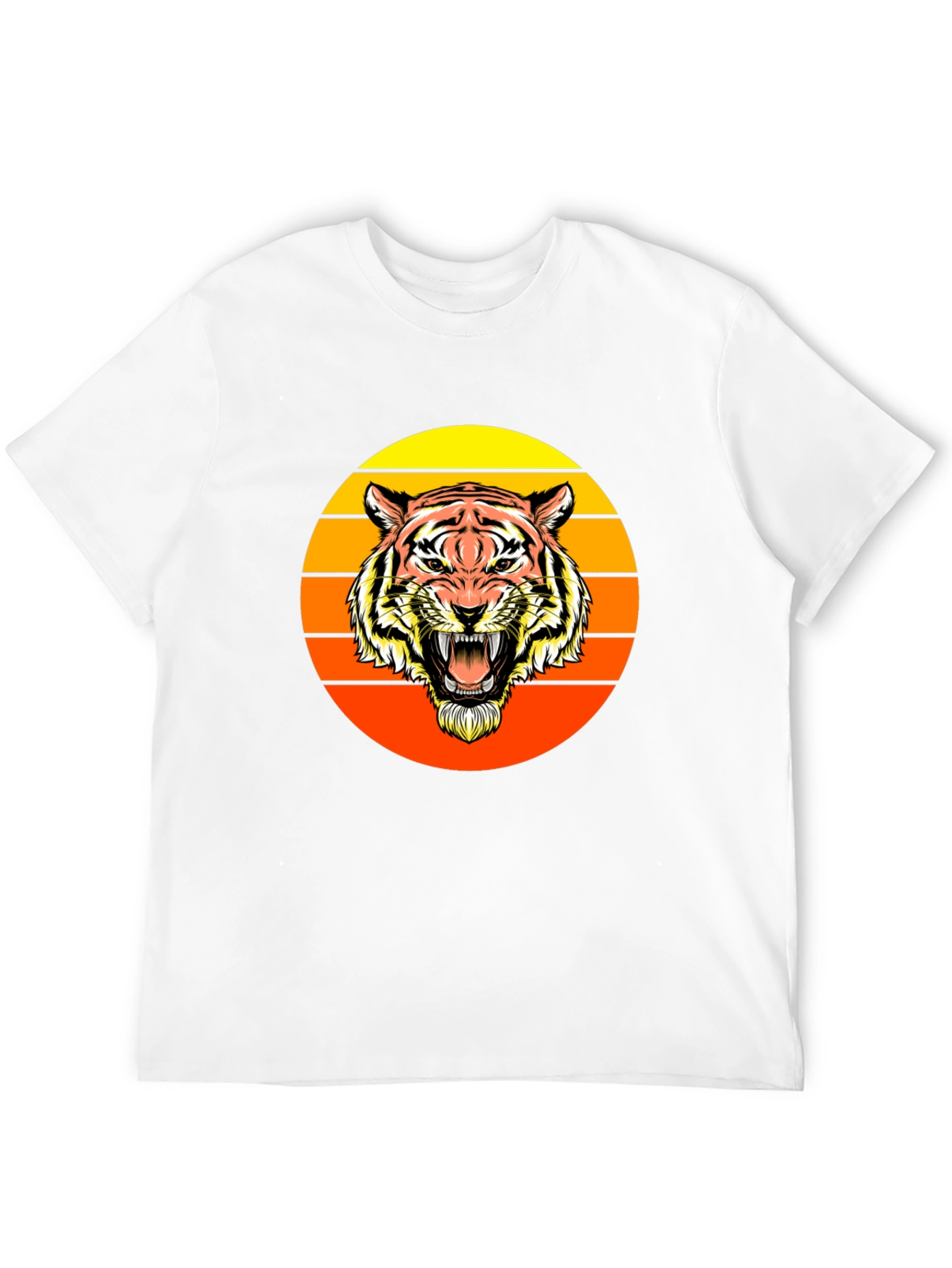 Retro Tiger Graphic Tee - Black Crew Neck